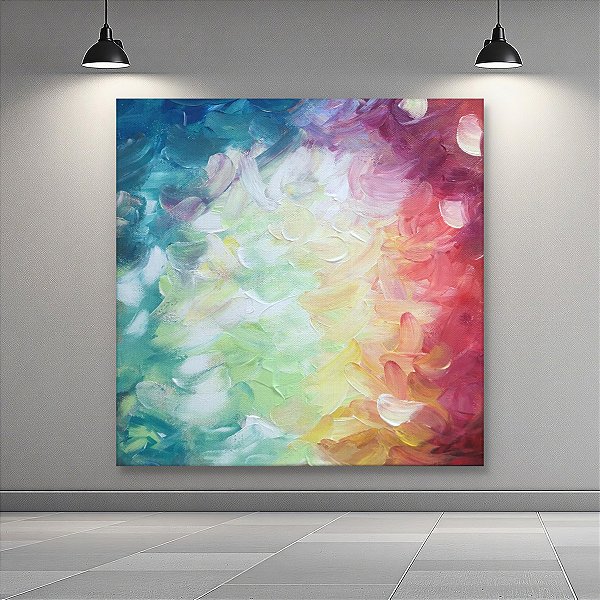 Quadro Decorativo Abstrato Gradiente Cores Vivas e Pinceladas Texturizadas 6062