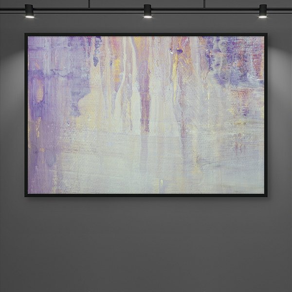 Quadro Decorativo Abstrato Lilás Violeta e Dourado Textura Escorrida 6001