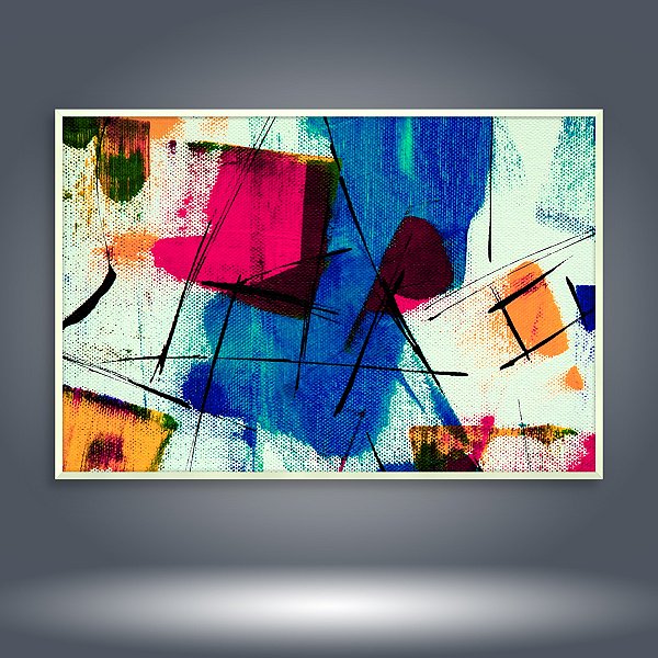 Quadro Decorativo Abstrato Moderno com Cores Vibrantes e Pinceladas Dinâmicas 6033