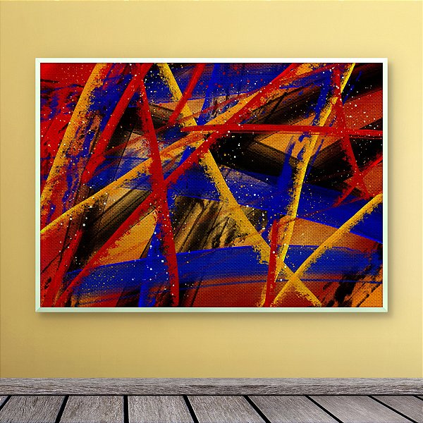Quadro Decorativo Abstrato Moderno com Linhas Geométricas Coloridas 6066