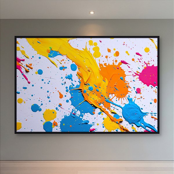 Quadro Decorativo Abstrato Respingos de Tinta Coloridos e Arte Moderna 6094
