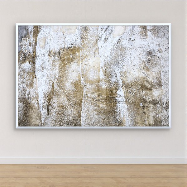 Quadro Decorativo Abstrato Textura Cimento Queimado Rústico Bege 6002