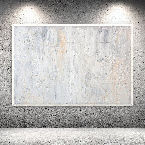 Quadro Decorativo Abstrato Texturizado Branco Neutro e Tons Terrosos 6068