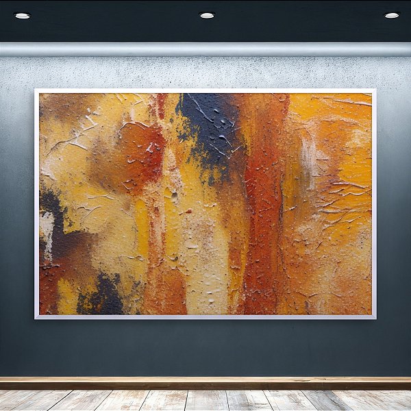 Quadro Decorativo Abstrato Texturizado Tons Terrosos e Mostarda 6035