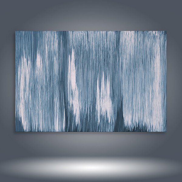 Quadro Decorativo Abstrato Tonalidades de Azul Linhas Verticais Pintura Gestual 6036