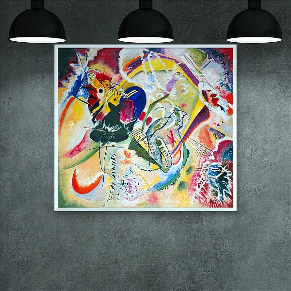 Quadro Decorativo Abstrato Wassily Kandinsky Composição Colorida Expressiva 6019