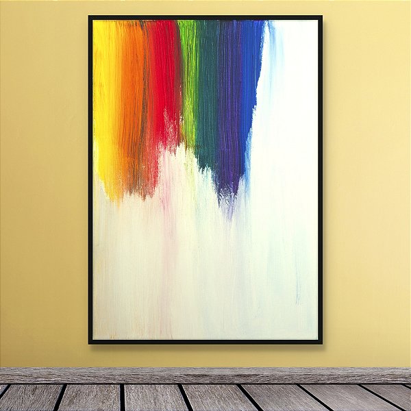Quadro Decorativo Abstrato Moderno com Faixas de Cores Vibrantes 6107