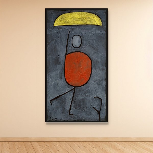 Quadro Decorativo Abstrato Paul Klee Personagem Minimalista com Sol Amarelo 6113