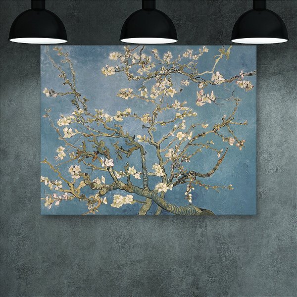 Quadro Decorativo Galhos de Amendoeira em Flor Vincent van Gogh Azul 6115