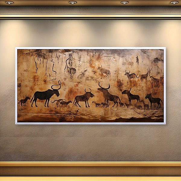 Quadro Decorativo Pintura Rupestre Arte Pré-Histórica Animais da Caverna 6151
