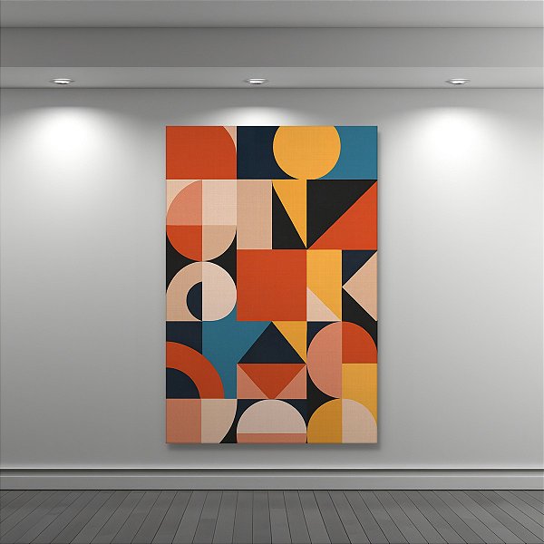 Quadro Decorativo Abstrato Geométrico Retrô Minimalista Cores Terrosas 6179