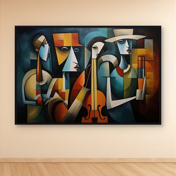 Quadro Decorativo Abstrato Músicos Cubistas Arte Moderna Colorida 6169