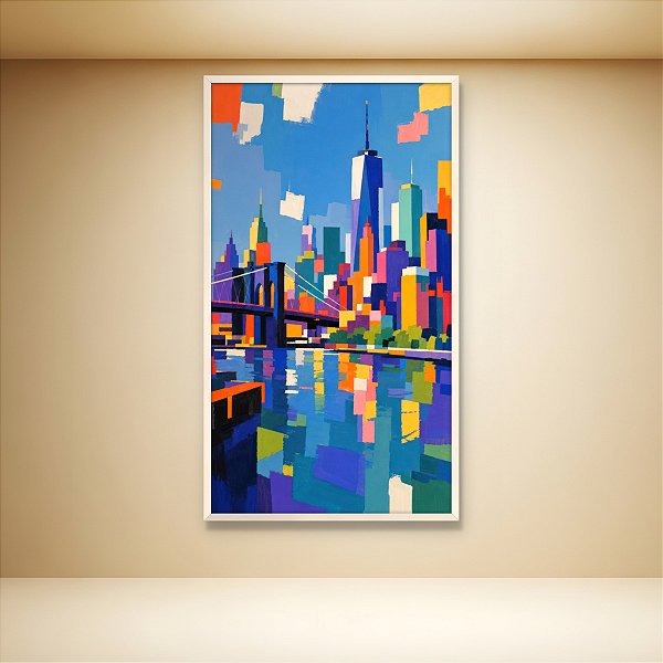 Quadro Decorativo Paisagem Urbana Nova York Abstrata Colorida Moderna 6166