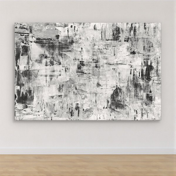 Quadro Decorativo Abstrato Monocromático Texturizado em Preto e Branco 6195