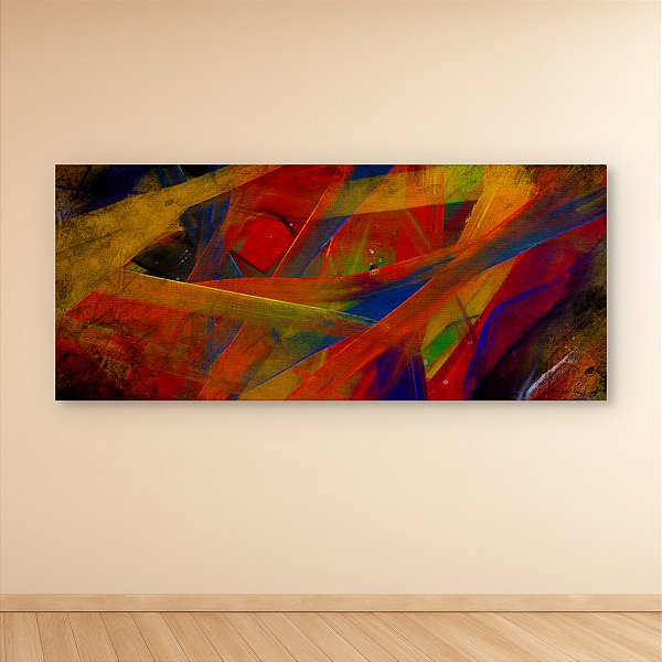 Quadro Decorativo Abstrato Moderno Pinceladas Vibrantes Coloridas em Canvas 6295