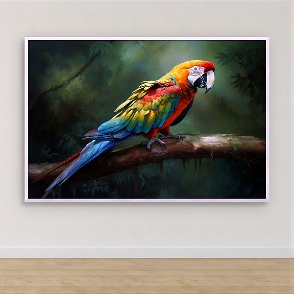 Quadro Decorativo Arara Colorida na Floresta Amazônica 6307