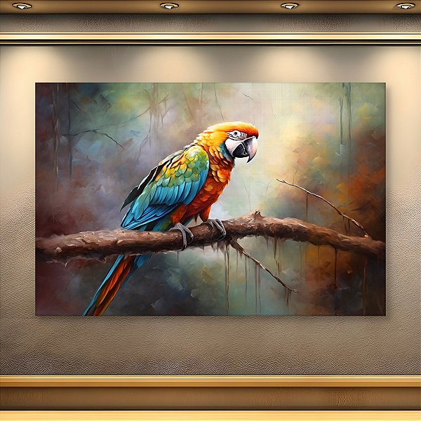 Quadro Decorativo Arara Colorida na Floresta Arte em Pinceladas 6305