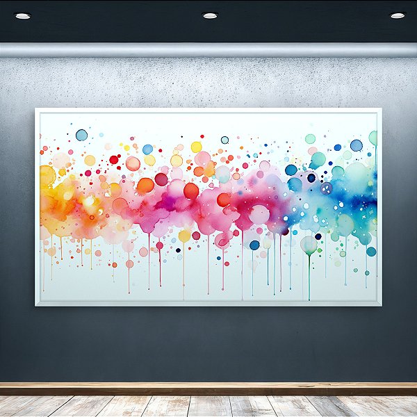 Quadro Decorativo Abstrato Aquarela Colorida Pintura Moderna Splash Arte 6345