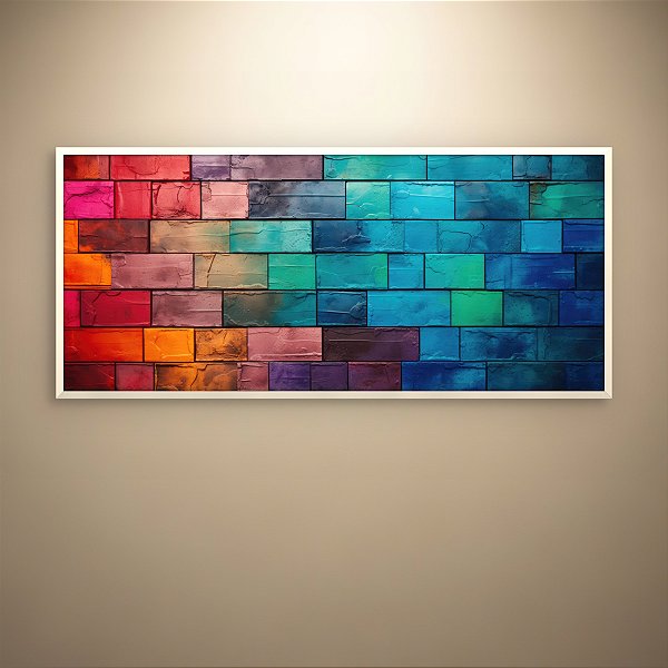Quadro Decorativo Abstrato Moderno Blocos Coloridos Texturizado Arte Parede 6342