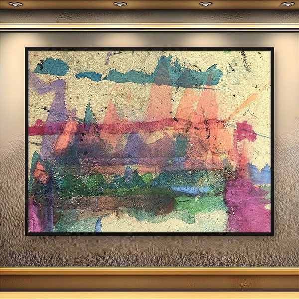 Quadro Decorativo Abstrato Pintura Aquarela Paisagem Moderna e Colorida 6341