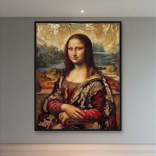 Quadro Decorativo Releitura Mona Lisa Artista Famoso Leonardo da Vinci 6482