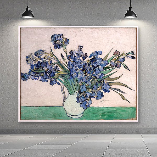 Quadro Decorativo Íris Azuis em Vaso e Flores Van Gogh 6514