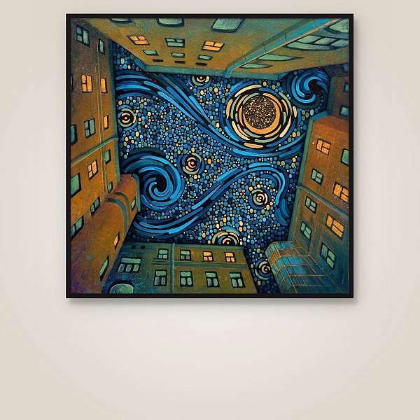 Quadro Decorativo Cidades Céu Estrelado Noite Van Gogh 6479