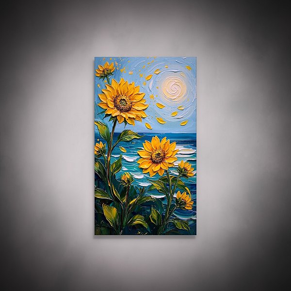Quadro Decorativo Girassóis Texturizados Sol e Mar 6522