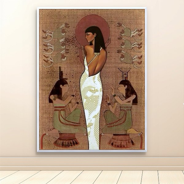 Quadro Decorativo Deusa Egípcia com Vestido Branco e Arte Histórica 6466