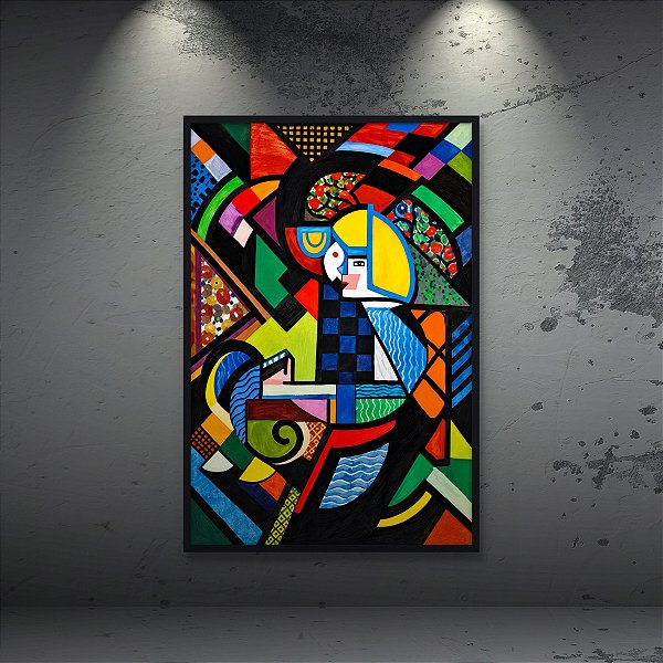 Quadro Decorativo Mulher Abstrata Colorida Pop Art Cubista 6492