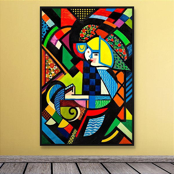 Quadro Decorativo Mulher Abstrata Colorida Pop Art Geométrica 6471