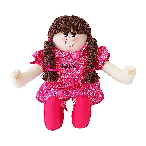 Boneca de Pano Vestido Pink Florido