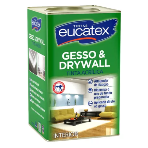 Tinta Acrílica Fosca Para Gesso Drywall Interno 18 Litros Eucatex