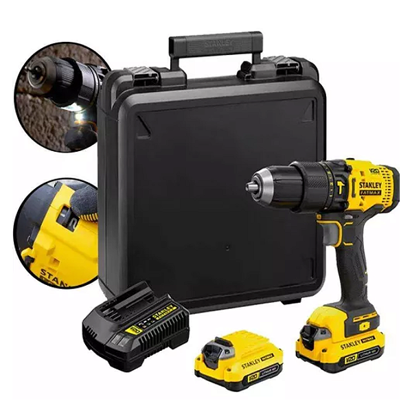 Parafusadeira Furadeira de Impacto Brushless 20V 2 Bateria E Maleta SDC711C2K Stanley