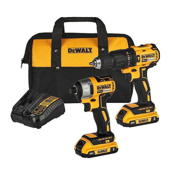 Kit 20VMAX Brushless Parafusadeira e Furadeira Impacto 1/2Pol DCD7781 e Parafusadeira de Impacto 1/4Pol DCF809D2 com 2 Baterias 2,0Ah Carregador Bivolt e Bolsa - Dewalt -DCK276D2-BR