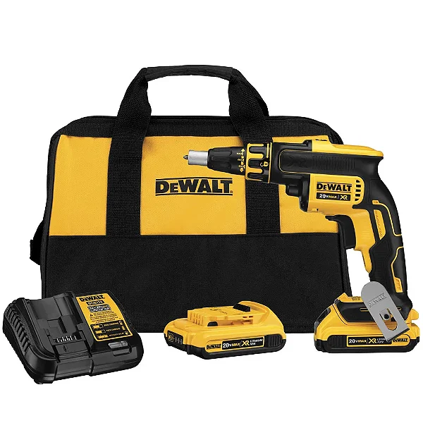 Parafusadeira Dewalt DCF620D2 Drywall 1/4Pol. 20V Max Brushless com 2 Baterias 2,0Ah Carregador 127V e Bolsa