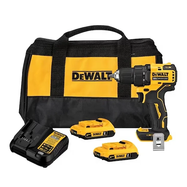Parafuradeira e Furadeira Dewalt 1/2 Pol. 20V Max Brushless Atomic com 2 Baterias 2Ah Carregador Bivolt e Bolsa - DCD708D2-BR