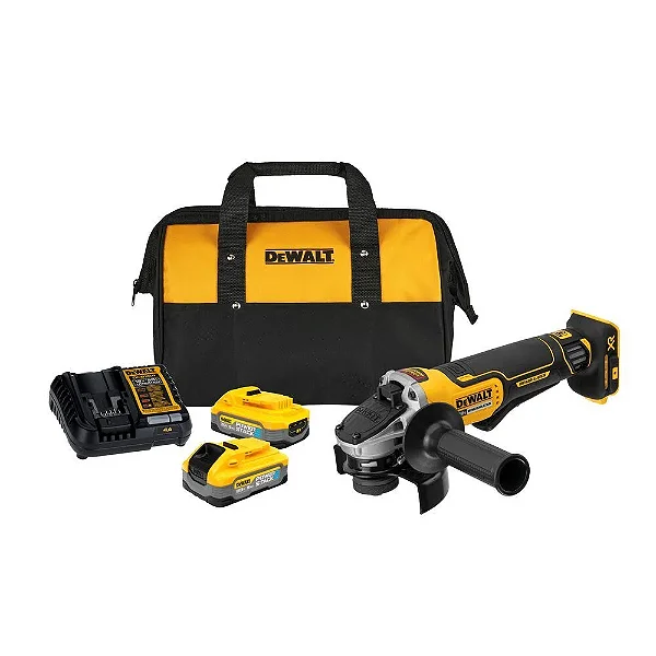 Esmerilhadeira Angular Dewalt 4-1/2 - 5 Pol. 20v MAX Brushless com 2 Baterias 5Ah Carregador Bivolt e Bolsa - DCG413H2-BR
