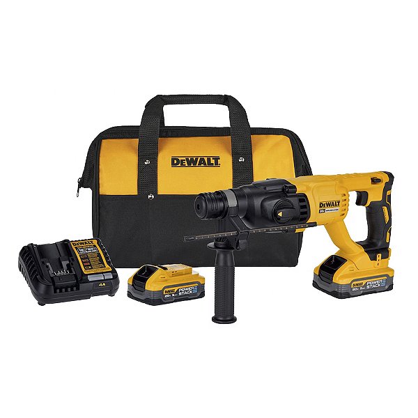 Martelete Perfurador Rompedor SDS-Plus 3KG 2.6J 20V Max Brushless com 2 Baterias Carregador e Bolsa DEWALT-DCH133H2-BR
