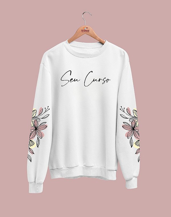 Moletom Básico Flanelado - Seu Curso (Personalizável) - Delicado