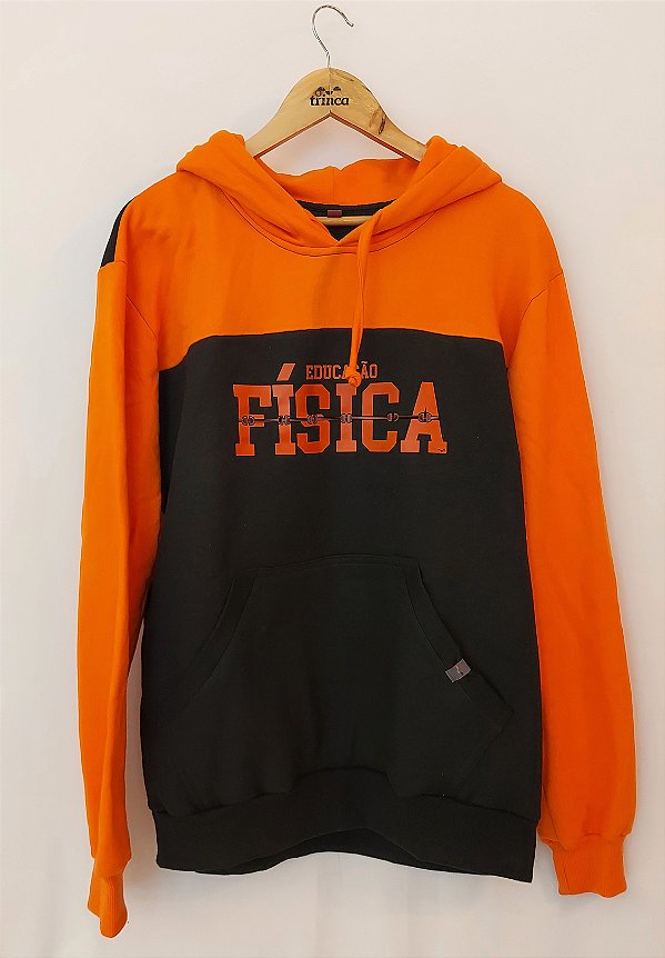 OUTLET - Moletom Canguru - Educação Física - Preto/Laranja (TROCA NÃO DISPONÍVEL) - PEÇA ÚNICA