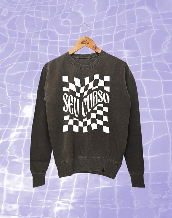 Moletom Canguru Flanelado - Seu curso (Personalizável) - Grid Wave - Stone