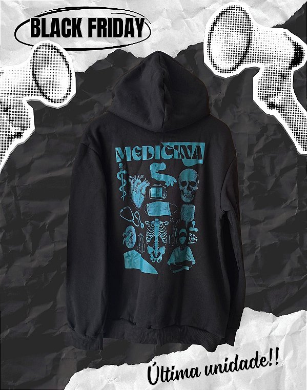 BLACK FRIDAY - MOLETOM CANGURU - MEDICINA - É ARTE - PEÇA ÚNICA (TROCA NÃO DISPONÍVEL)