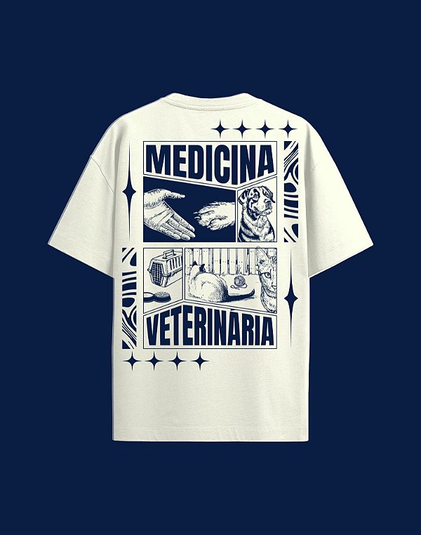 Camisa Oversized - Medicina Veterinária - Recortes - Off White