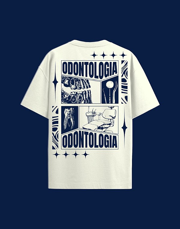 Camisa Oversized - Odontologia - Recortes - Off White