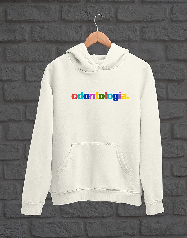 Outlet - Moletom Canguru - Odontologia - Aquarela - Off-White - TROCA NÃO DISPONÍVEL