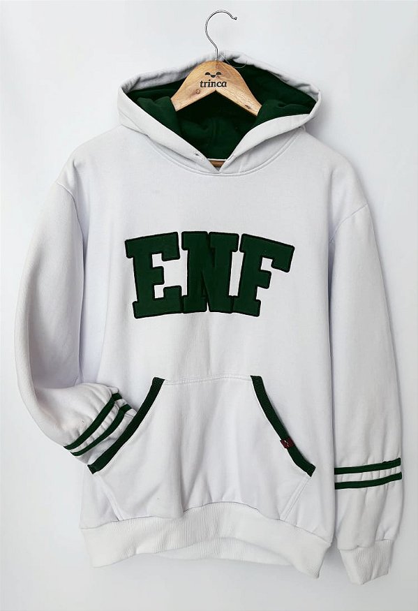 OUTLET - Moletom Canguru - Biomed - Branco/Verde musgo (TROCA NÃO DISPONÍVEL) - PEÇA ÚNICA