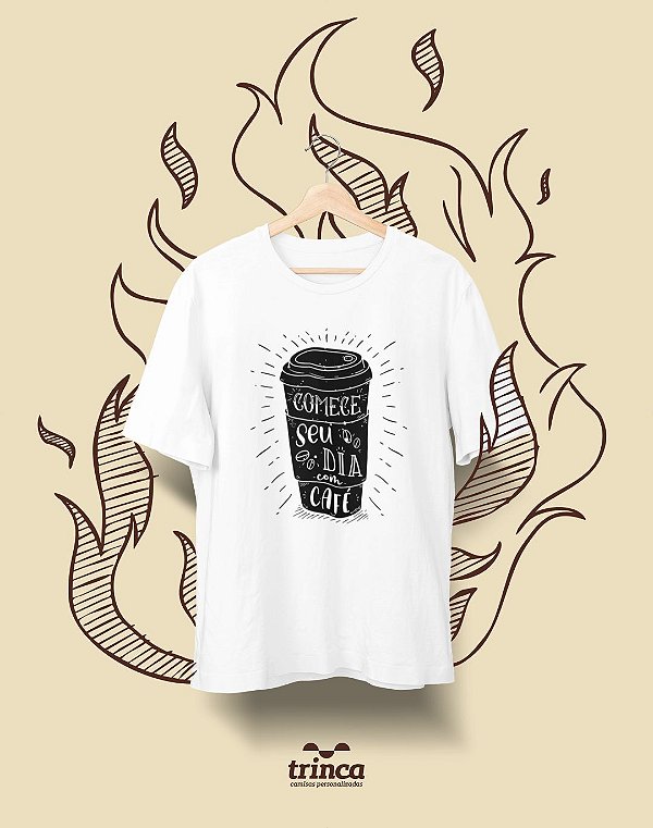 Camiseta Personalizada - Café - Pra Começar Bem - Basic