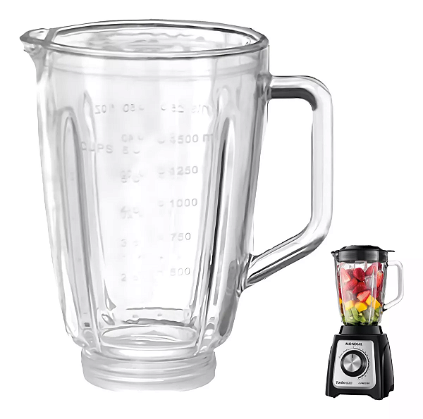 Copo de Vidro para Liquidificador Mondial Turbo Glass L-1400 Original