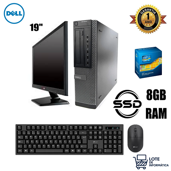 PROMOÇÃO FIM DE LOTE - Computador Completo Dell Optiplex 3.40GHZ 8GB SSD 1 Ano de Garantia. Até 12x